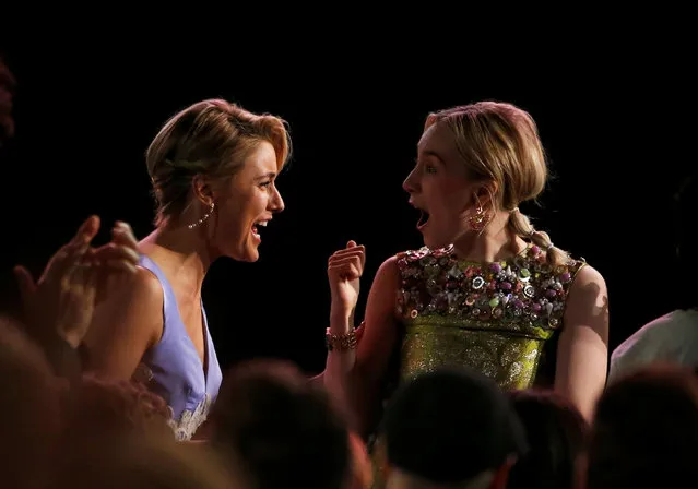 Saoirse Ronan (R) and Greta Gerwig attend the 2018 Film Independent Spirit Awards on March 3, 2018 in Santa Monica, California. (Photo by Mario Anzuoni/Reuters)