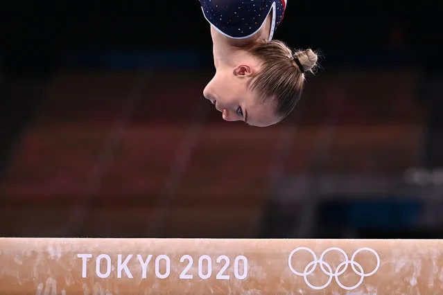 Netherlands' Sanne Wevers competes in the artistic gymnastics balance beam event of the women's qualification during the Tokyo 2020 Olympic Games at the Ariake Gymnastics Centre in Tokyo on July 25, 2021. (Photo by Loic Venance/AFP Photo)