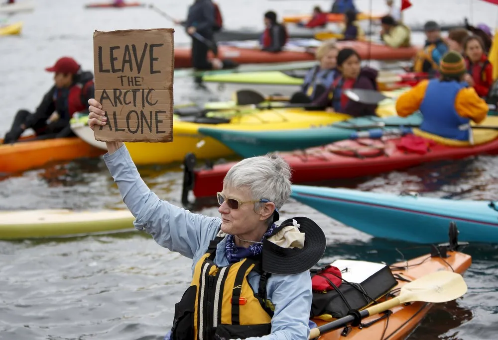Anti-Arctic Drilling Kayaktivists Hold “Shell No” Protest