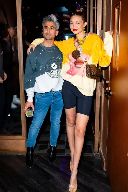 Tan France (L) and Gigi Hadid attend La Detresse SS20 “Acid Drop” by Alana Hadid and Emily Perlstein at The Fleur Room on September 05, 2019 in New York City. (Photo by Gotham/Getty Images for Jane Smith Agency/La Detresse)