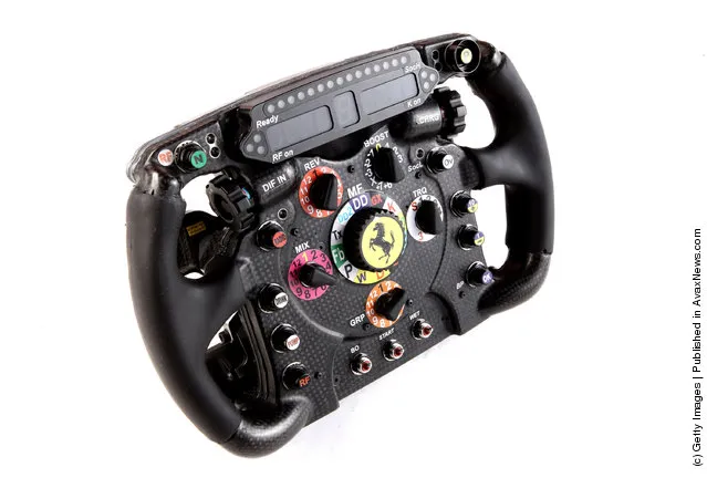 A general view of the Ferrari steering wheel and operating controls as the new Ferrari F2012 Formula one car is launched online