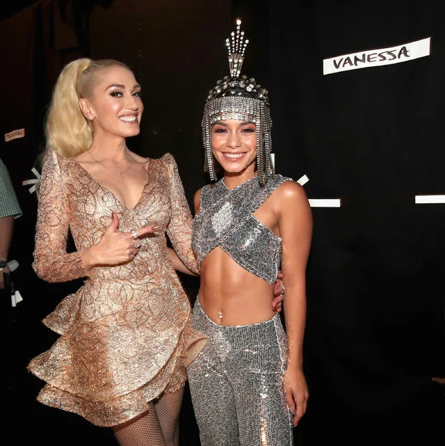 Singer Gwen Stefani and host Vanessa Hudgens attend the 2017 Billboard Music Awards at T-Mobile Arena on May 21, 2017 in Las Vegas, Nevada. (Photo by Chris Polk/BBMA2017/Getty Images for DCP)