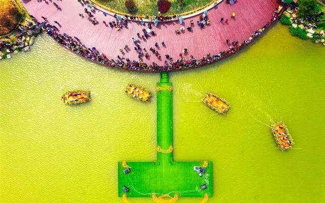 Dafeng Holland flower sea in Yancheng, Jiangsu, China on August 4, 2019. (Photo by Costfoto/Barcroft Media via Getty Images)