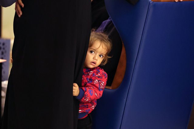 More than 100 patients that have been evacuated from Gaza arrive at Abu Dhabi Airport. Abu Dhabi on November 6, 2024. (Photo by Chris Whiteoak/The National)