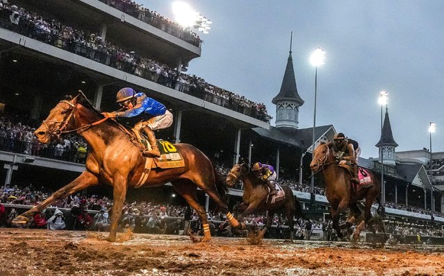 Sovereignty, with jockey Junior Alvarado, wins the Kentucky Derby on Saturday, May 3, 2025. (Photo by Michael Clevenger/Imagn Images/Reuters)