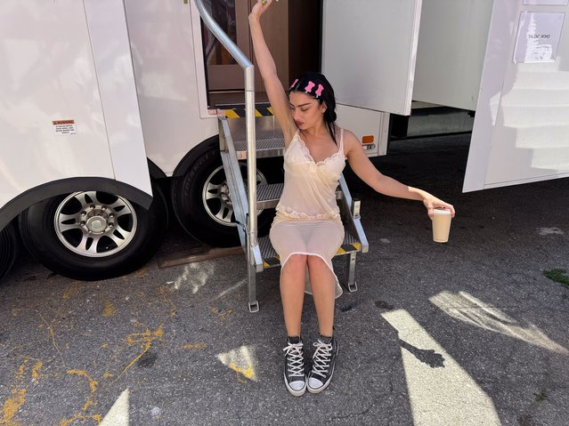 British singer-songwriter Charli XCX on August 5, 2025 keeps it comfy in Converse while hanging outside her trailer. (Photo by charlixx/Instagram)