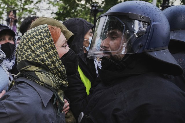 Police officers clash with protesters during a demonstration to commemorate the Nakba Day in Berlin, Germany, Thursday, May 15, 2025. (Photo by Ebrahim Noroozi/AP Photo)