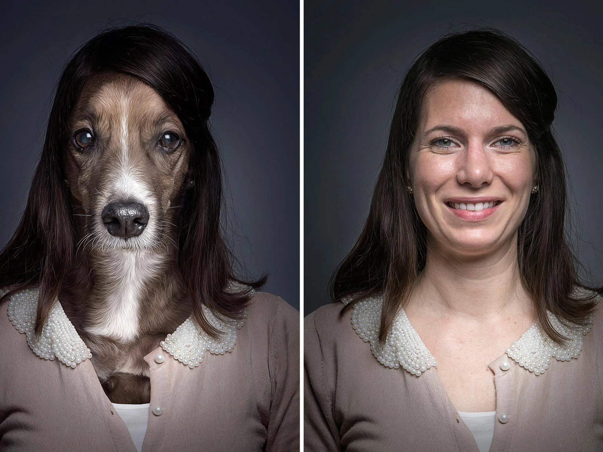 Человек стал животным. Себастьян Маньяни фотограф. Женщина с лицом собаки.