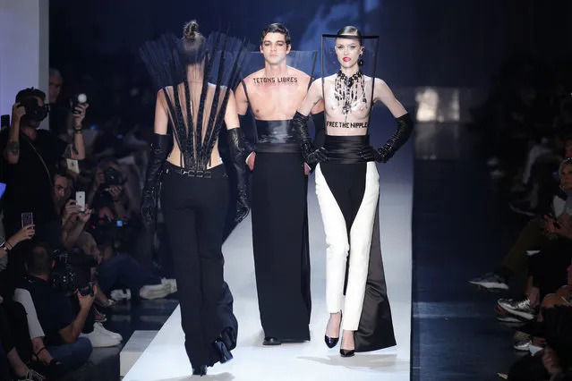Models wear creations for Jean-Paul Gaultier Haute Couture Fall-Winter 2018/2019 fashion collection Wednesday, July 4, 2018 in Paris. (Photo by Francois Mori/AP Photo)