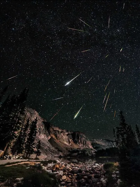 Photographer David Kingham created this composite image from 23 photos on August 12, 2012. He writes, “Last night I went out to Snowy Range in Wyoming in search of dark skies for the Perseid meteor shower.”. (Photo by David Kingham)