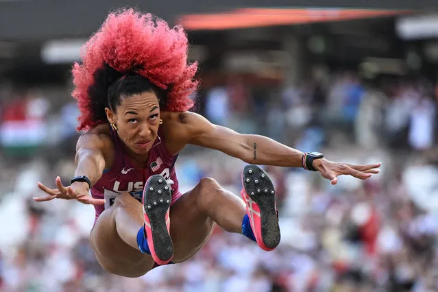 USA's Taliyah Brooks competes in the women's heptathlon long jump during the World Athletics Championships at the National Athletics Centre in Budapest on August 20, 2023. (Photo by Kirill Kudryavtsev/AFP Photo)