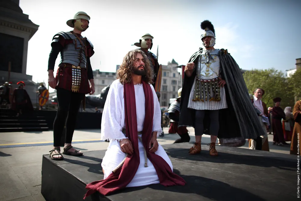 Actors Perform The Easter Passion Of Jesus In Trafalgar Square