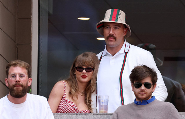 Taylor Swift and Travis Kelce are seen ahead of the final match between Italy's Jannik Sinner and Taylor Fritz of the U.S. at the U.S. Open in New York on September 8, 2024. (Photo by Mike Segar/Reuters)