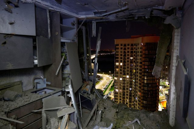 An interior view shows an apartment inside a residential building damaged during a Russian drone strike, amid Russia's attack on Ukraine, in Kyiv, Ukraine on July 13, 2023. (Photo by Valentyn Ogirenko/Reuters)