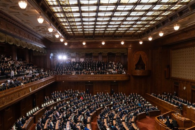 Japan's Prime Minister Shigeru Ishiba attends a plenary session at the lower house of parliament on October 09, 2024 in Tokyo, Japan. Ishiba announced the dissolution of the House of Representatives for a snap election that is scheduled to be held on Oct. 27.  (Photo by Tomohiro Ohsumi/Getty Images)