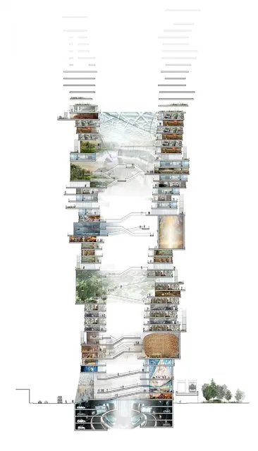 These are the ambitious plans which suggest skyscrapers of the future may house an entire city. The Endless City project is an award-winning proposal by sure Architecture, who propose turning skyscrapers into complete ecosystems. London is the proposed city for the mixed-use tower – which would feature huge ramps linking different sections of the structure. The company, whose design won the SkyScrapers and SuperSkyScrapers Competition, insist the structure would be a great space-saver in dense cities which have previously spread outwards rather than upwards. (Photo by Caters News)