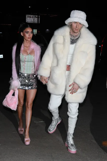 American actress and model Megan Fox and American rapper Machine Gun Kelly are seen on December 19, 2022 in Los Angeles, California.  (Photo by TWIST/Bauer-Griffin/GC Images)