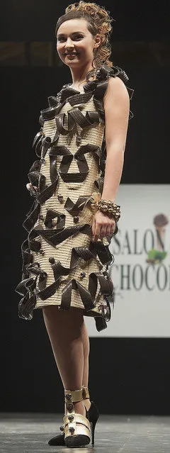Tiphaine Haas walks the runway during the Chocolate fashion show as a part of the Salon Du Chocolat 2015 - Chocolate Fair at Parc des Expositions Porte de Versailles on October 27, 2015 in Paris, France. (Photo by Kay-Paris Fernandes/WireImage)