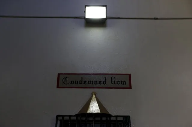 A sign is seen above the gate to the Condemned Row at San Quentin State Prison during a media tour of California's Death Row in San Quentin, California December 29, 2015. (Photo by Stephen Lam/Reuters)
