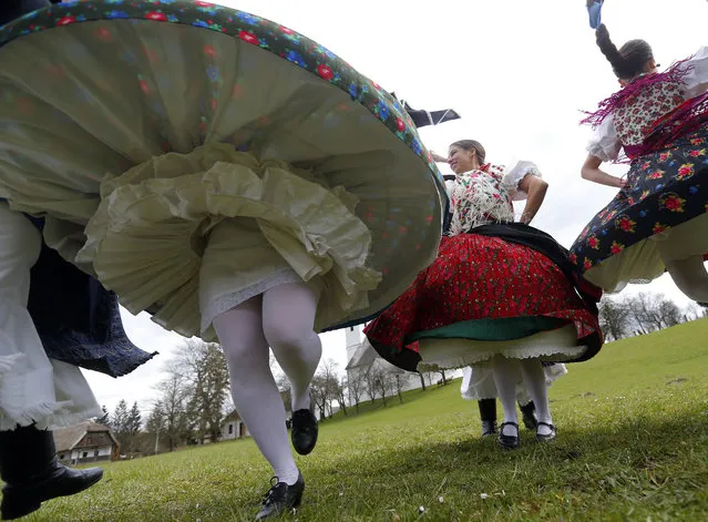 Hungarian dance as part of traditional Easter celebrations, during a media presentation in Szenna April 3, 2015. (Photo by Laszlo Balogh/Reuters)