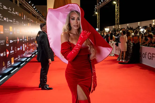 Lebanese singer Maya Diab walks the red carpet of the 5th edition of the festival in the Red Sea resort of ElGouna in Egypt on October 14th, 2021. (Photo by Ammar Abd Rabbo/El Gouna Film Festival/AFP Photo)