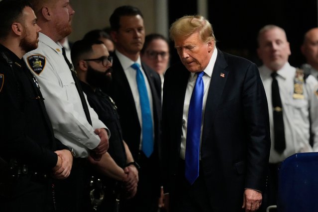 Former U.S. President Donald Trump walks to go speak to the media after being found guilty following his hush money trial at Manhattan Criminal Court on May 30, 2024 in New York City. The former president was found guilty on all 34 felony counts of falsifying business records in the first of his criminal cases to go to trial. Trump has now become the first former U.S. president to be convicted of felony crimes. (Photo by Steven Hirsch-Pool/Getty Images)