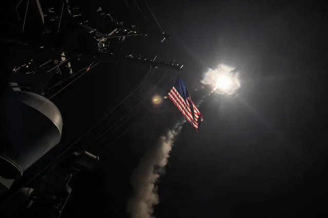 U.S. Navy guided-missile destroyer USS Porter (DDG 78) conducts strike operations while in the Mediterranean Sea which U.S. Defense Department said was a part of cruise missile strike against Syria  on April 7, 2017. (Photo by Ford Williams/Reuters/Courtesy U.S. Navy)