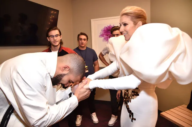 Recording artists Drake (L) and Celine Dion attend the 2017 Billboard Music Awards at T-Mobile Arena on May 21, 2017 in Las Vegas, Nevada. (Photo by Kevin Mazur/BBMA2017/Getty Images for dcp)