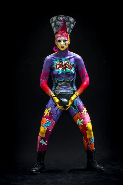 A model poses at the World Bodypainting Festival 2014 on July 5, 2014 in Po...