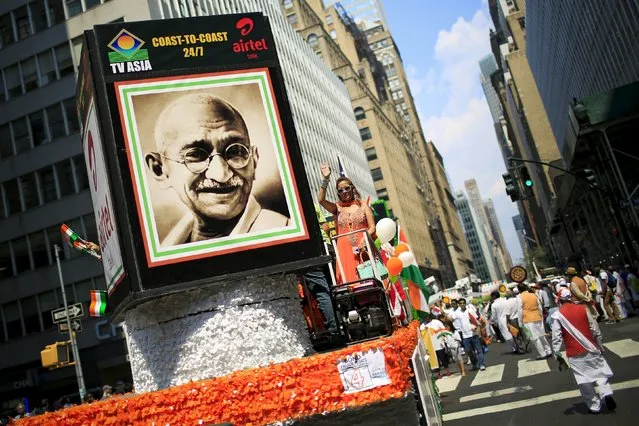 People take part in the 35th India Day Parade in New York August 16, 2015. (Photo by Eduardo Munoz/Reuters)