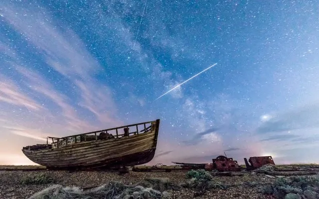 Photographer Wayne Howes captured the incredible moment the International Space Station crossed over the Milky Way. Captured in Dungeness, Kent. (Photo by Wayne Howes/Cover Images)