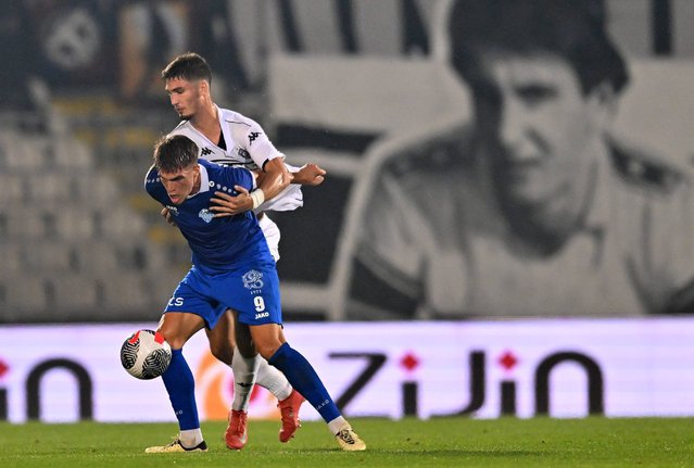Partizan and Radnik football players, in action, during the match of the Seventh Round of the Serbian Super League, tonight at the Partizan stadium on August 30, 2025. (Photo by Branislav Bozic/BetaPhoto)