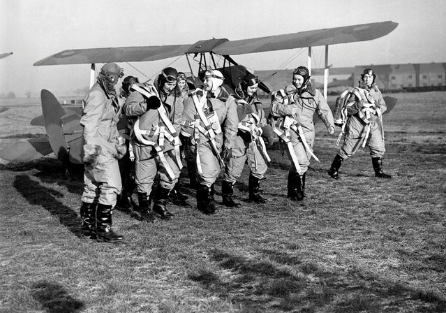 A group of Air Transport Auxiliary pilots in their flying kit at Hatfield, Hertfordshire, UK, 1940. (Photo by Air Historical Branch/RAF/PA Wire)