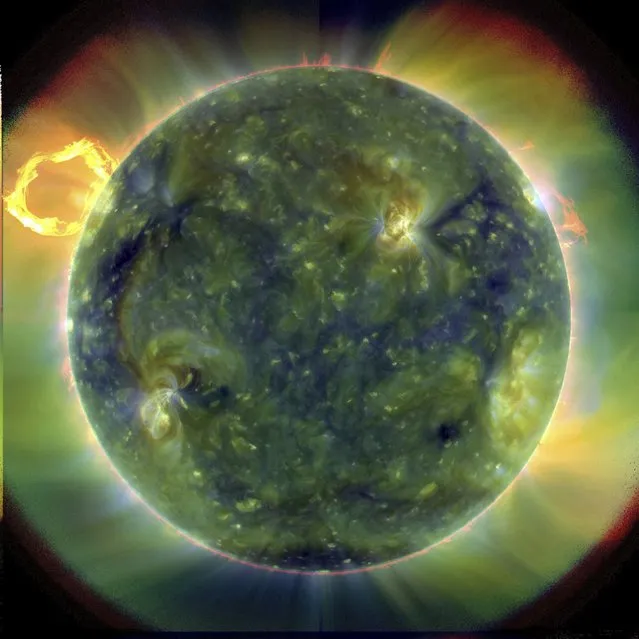 A extreme ultraviolet image, using false colours to trace different gas temperatures, of the sun taken by the Solar Dynamics Observatory (SDO) in this March 30, 2010 file photo. (Photo by Reuters/NASA)