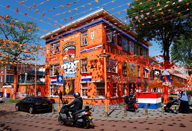 A Dutch street is decorated totally orange in support of the Dutch soccer team at Euro 2024 in The Hague, Netherlands on June 5, 2024. (Photo by Piroschka van de Wouw/Reuters)