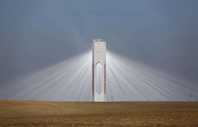 A tower of Abengoa solar plant at “Solucar” solar park is pictured in Sanlucar la Mayor, near Seville, southern Spain November 13, 2015. (Photo by Marcelo del Pozo/Reuters)
