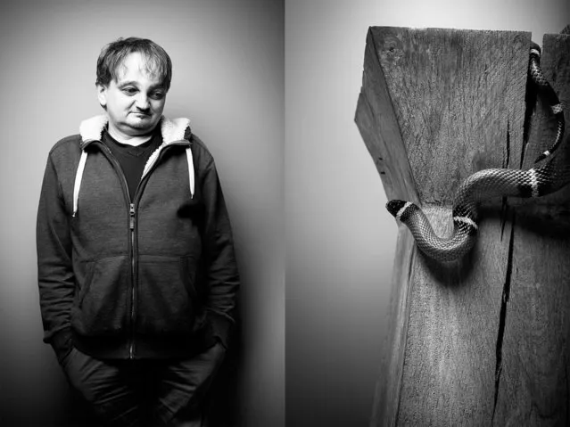 Pet owner Holger with his pet kingsnake. (Photo by Tobias Lang)