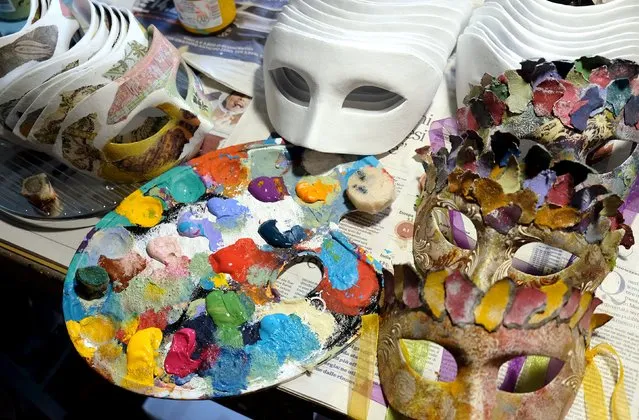 Masks are seen in an art studio during the first day of carnival in Venice, Italy, January 23, 2016. (Photo by Manuel Silvestri/Reuters)