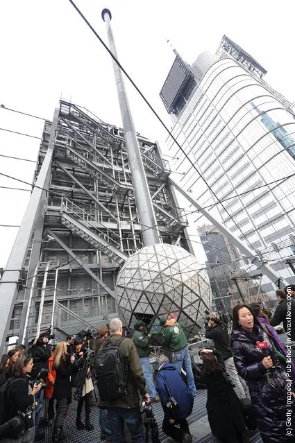 Installation Of 288 New Waterford Crystal Triangles On The 2012 Times Square New Year's Eve Ball
