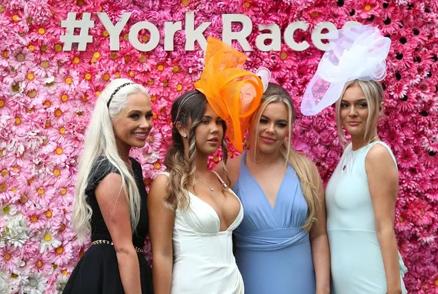 Spectators arrive for the Sky Bet Ebor day of the Welcome to Yorkshire Ebor Festival 2021 at York racecourse on Saturday, August 21, 2021. (Photo by Nigel French/PA Images via Getty Images)