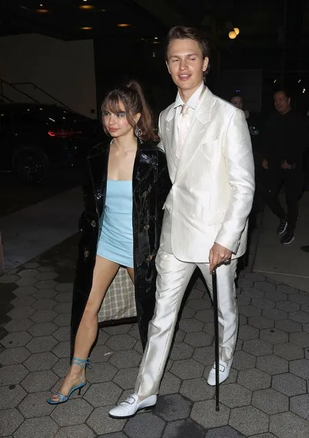 West Side Story star, Ansel Elgort and his girlfriend Violetta Komyshan were seen arriving at the casa Cipriani Met Gala after-party in New York on May 3, 2022. (Photo by The Mega Agency)