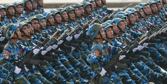 Vietnamese marines march during a parade marking their 70th National Day at Ba Dinh square in Hanoi, Vietnam September 2, 2015. (Photo by Reuters/Kham)