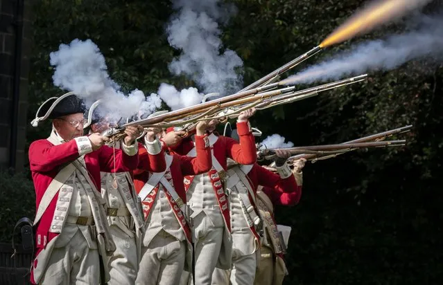 Re-enactors from the 6th Virginia 1776 regiment during the Batts in America re-enactment weekend at Oakwell Hall Country Park, Birstall on Sunday, October 9, 2022. (Photo by Danny Lawson/PA Images via Getty Images)