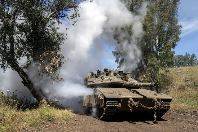 Israeli soldiers participate in a training exercise, amid the ongoing conflict in Gaza between Israel and the Palestinian Islamist group Hamas and cross-border hostilities between?Hezbollah?and Israeli forces, near Katzrin in the Israeli-occupied?Golan?Heights, on May 8, 2024. (Photo by Ayal Margolin/Reuters)
