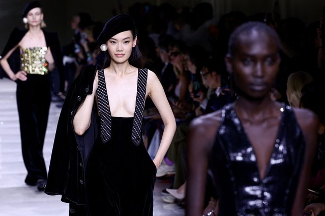 Models present creations by designer Giorgio Armani as part of his Haute Couture Fall/Winter 2024-2025 collection show for Giorgio Armani Prive in Paris, France, on June 25, 2024. (Photo by Yves Herman/Reuters)