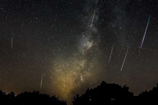 In this composite image taken on August 12, 2012, near Towns County, Ga., photographer Carl Fredrickson layered multiple shots taken of the southern end of the Milky Way. (Photo by Carl Fredrickson)