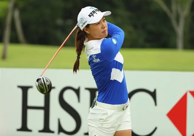 Minjee Lee of Australia hits a drive during the pro-am event prior to the HSBC Women's Champions on the Tanjong Course at Sentosa Golf Club on March 1, 2017 in Singapore. (Photo by Scott Halleran/Getty Images)