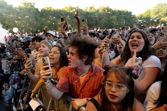 Revelers react during a performance by Renee Rapp at the Governors Ball music festival at Corona Park in the Queens borough of New York City, U.S., June 9, 2024. (Photo by Cheney Orr/Reuters)