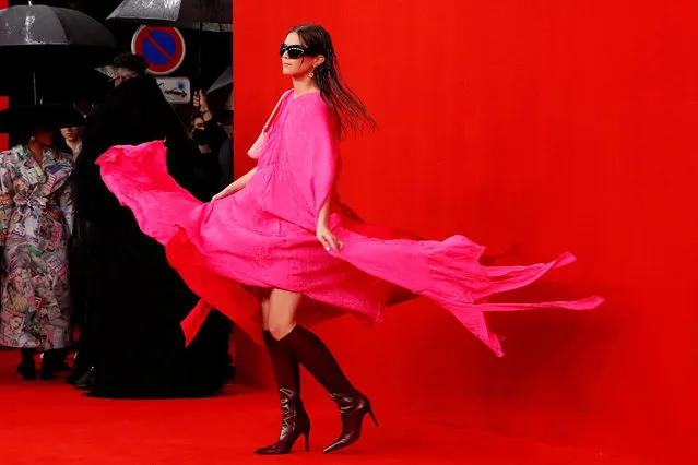 A model arrives at the Balenciaga Summer 2022 Red Carpet Event, at Paris Fashion Week in Paris, France, October 2, 2021. (Photo by Gonzalo Fuentes/Reuters)