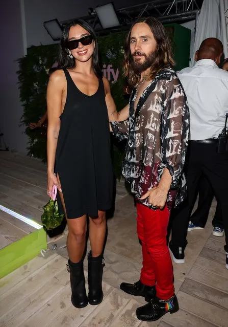 British singer Dua Lipa and American actor Jared Leto attend as Spotify hosts an evening of music with star-studded performances with DJ Pee .Wee aka Anderson .Paak and Kendrick Lamar during Cannes Lions 2022 at Spotify Beach on June 20, 2022 in Cannes, France. (Photo by David M. Benett/Dave Benett/Getty Images for Spotify)